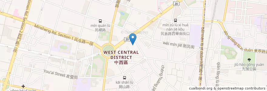 Mapa de ubicacion de 上海味香小吃店 en Taiwan, Tainan, 中西區.