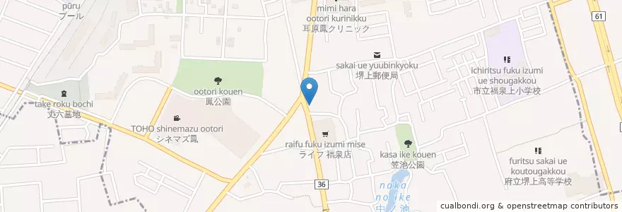 Mapa de ubicacion de Drug Depot en 日本, 大阪府, 堺市, 西区.