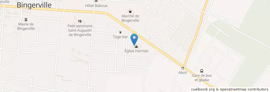 Mapa de ubicacion de Harriste en Ivory Coast, Abidjan, Bingerville.