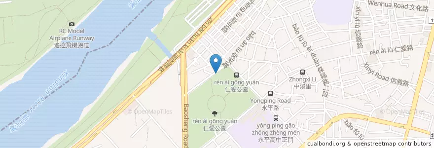 Mapa de ubicacion de 仁愛公園地下停車場(保安路出入口) en Taiwan, 新北市, 永和區.