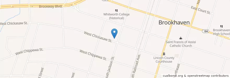 Mapa de ubicacion de Old Towne Church en Estados Unidos Da América, Mississippi, Lincoln County, Brookhaven.