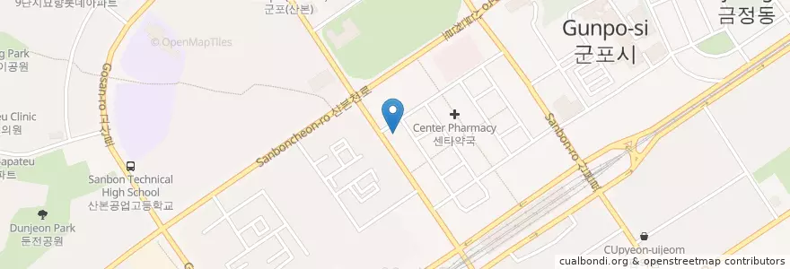 Mapa de ubicacion de 新韓銀行 en 大韓民国, 京畿道, 軍浦市.