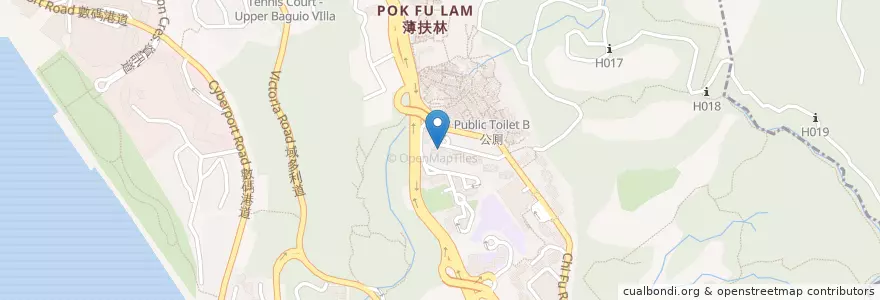Mapa de ubicacion de 薄扶林郵政局 Pok Fu Lam Post Office en China, Cantão, Hong Kong, Ilha De Hong Kong, Novos Territórios, 南區 Southern District.