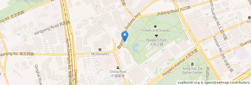 Mapa de ubicacion de Starbucks en China, Shanghai, Huangpu.