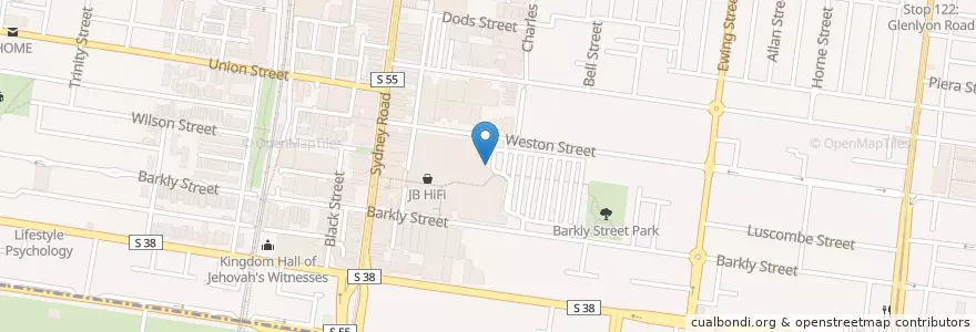 Mapa de ubicacion de ANZ en 오스트레일리아, Victoria, City Of Moreland.