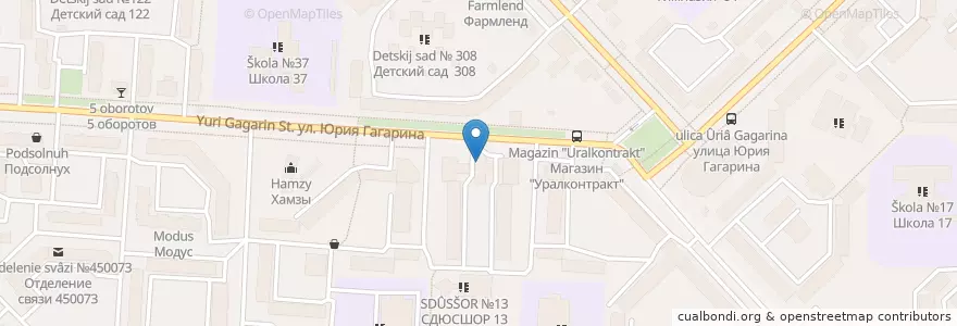 Mapa de ubicacion de ПАО КБ "УБРиР" en ロシア, 沿ヴォルガ連邦管区, バシコルトスタン共和国, ウファ管区.