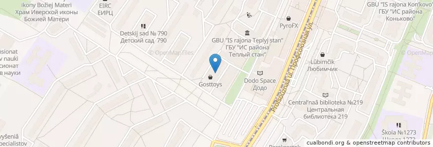 Mapa de ubicacion de Пункт выдачи СДЕК en Rusia, Distrito Federal Central, Москва, Юго-Западный Административный Округ, Район Тёплый Стан.