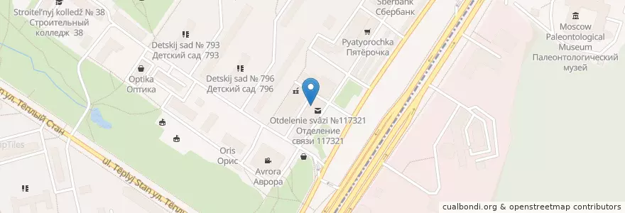 Mapa de ubicacion de Кафетерий en Rusia, Центральный Федеральный Округ, Москва, Юго-Западный Административный Округ.