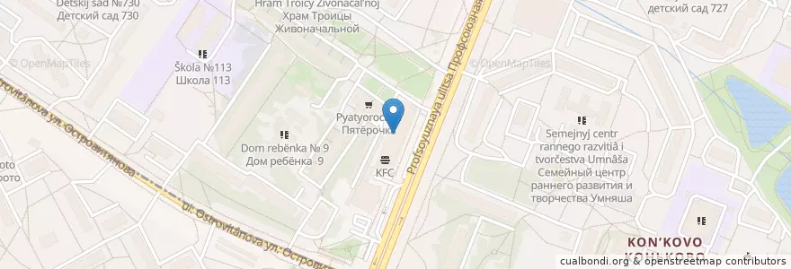 Mapa de ubicacion de Pick point en Rusland, Centraal Federaal District, Moskou, Юго-Западный Административный Округ, Район Коньково.