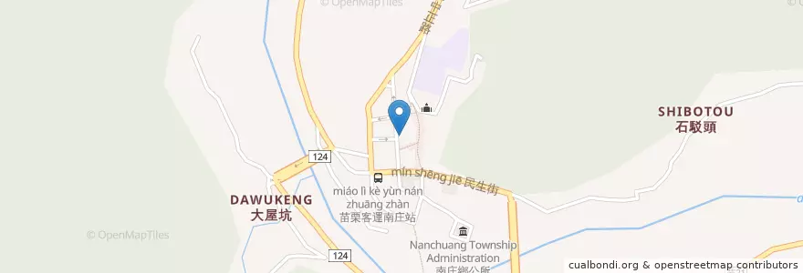 Mapa de ubicacion de 午棧素食麵館 en 台湾, 台湾省, 苗栗県, 南庄郷.