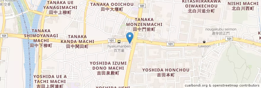 Mapa de ubicacion de 薬 ダイコク en 일본, 교토부, 京都市, 左京区.