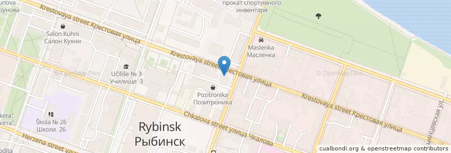 Mapa de ubicacion de Мельница en Rusia, Distrito Federal Central, Óblast De Yaroslavl, Рыбинский Район, Городской Округ Рыбинск.