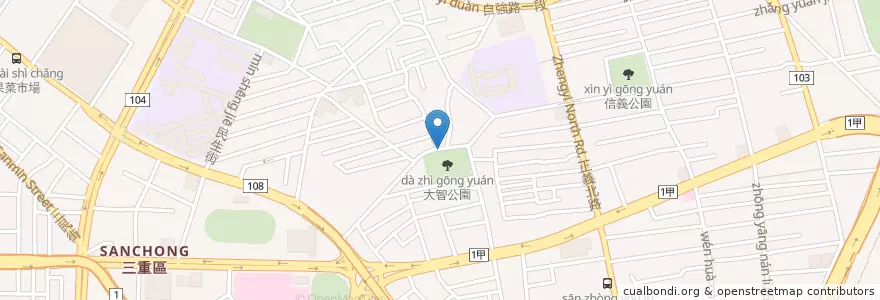 Mapa de ubicacion de Dazhi Park en Taiwan, New Taipei.