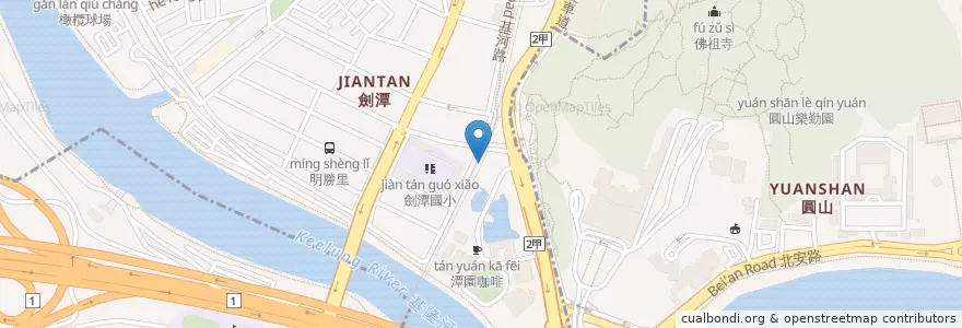 Mapa de ubicacion de 劍潭海外青年活動中心 en 台湾, 新北市, 台北市, 士林区.