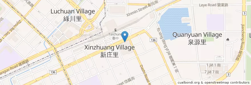 Mapa de ubicacion de 星巴克 en 臺灣, 臺中市, 東區.