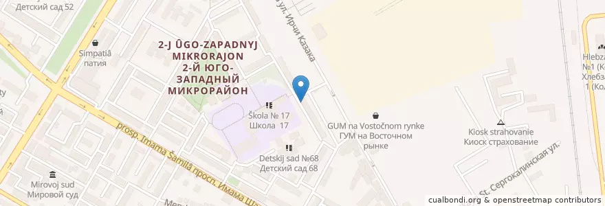 Mapa de ubicacion de Библиотека 20 en ロシア, 北カフカース連邦管区, Дагестан, Городской Округ Махачкала.