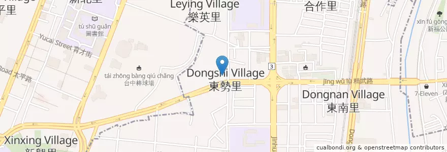 Mapa de ubicacion de 三七洗車行 en Taiwán, Taichung, 東區.