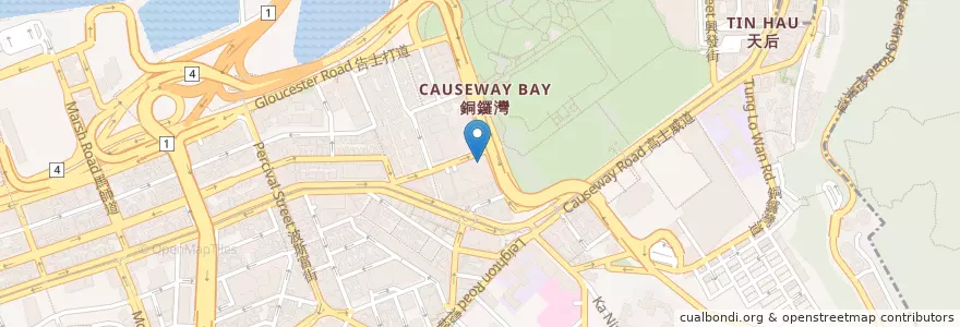 Mapa de ubicacion de 銅鑼灣郵政局 Causeway Bay Post Office en الصين, غوانغدونغ, هونغ كونغ, جزيرة هونغ كونغ, الأقاليم الجديدة, 灣仔區 Wan Chai District.