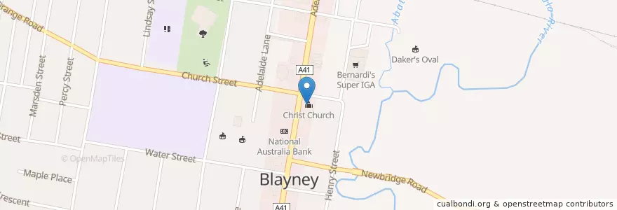 Mapa de ubicacion de Christ Church en Australië, Nieuw-Zuid-Wales, Blayney Shire Council.