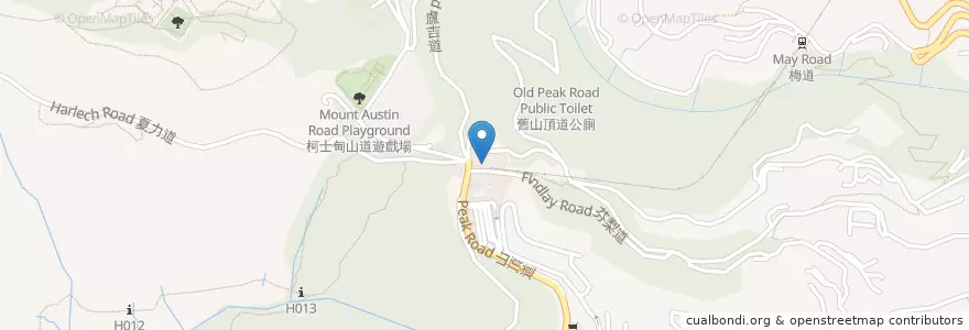 Mapa de ubicacion de 山頂郵政局 Peak Post Office en Китай, Гуандун, Гонконг, Гонконг, Новые Территории, 中西區 Central And Western District.