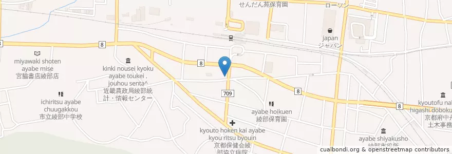 Mapa de ubicacion de カフェ Piano en Japan, 京都府, 綾部市.