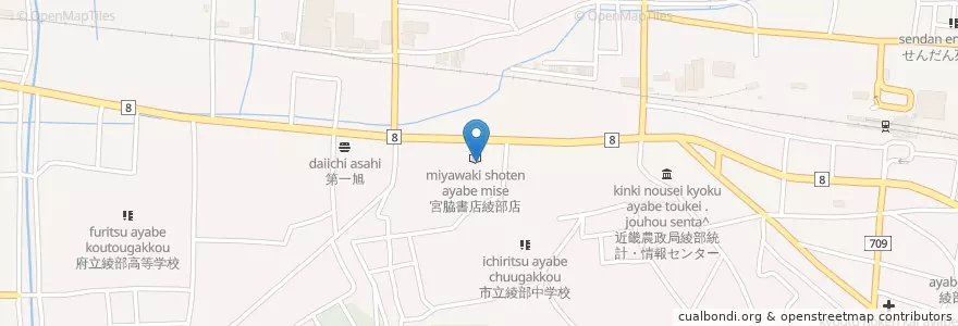 Mapa de ubicacion de ウエルシア 綾部宮代店 en Japonya, 京都府, 綾部市.