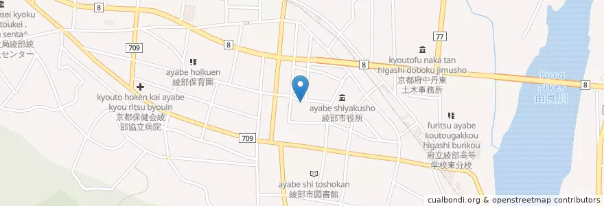 Mapa de ubicacion de 味処 桃太郎 en Japón, Prefectura De Kioto, 綾部市.