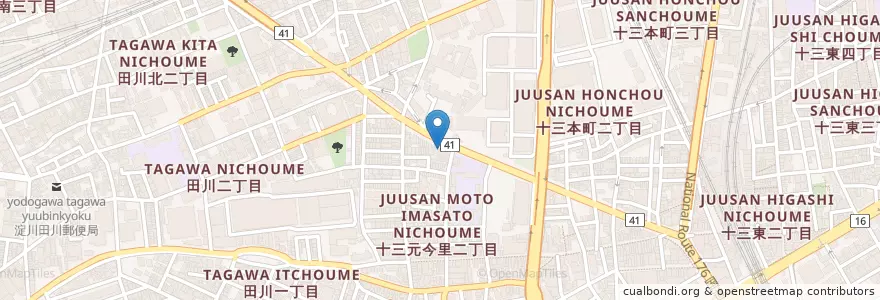 Mapa de ubicacion de Cafe Bar Ace en Japan, Osaka Prefecture, Osaka, Yodogawa Ward.