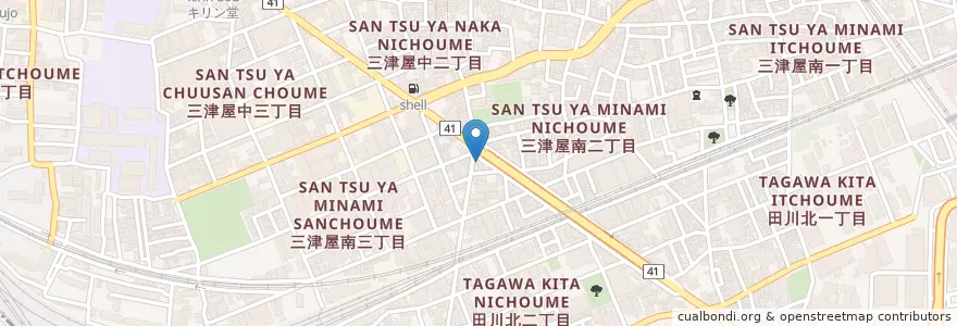 Mapa de ubicacion de 日本屋食堂 en Japan, Präfektur Osaka, 大阪市, 淀川区.