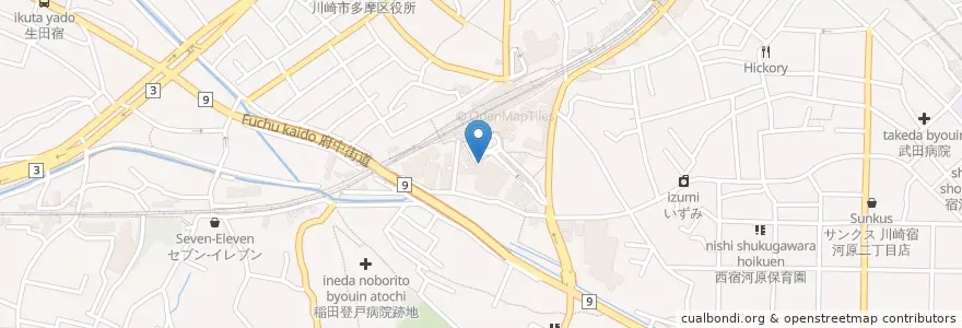 Mapa de ubicacion de 東秀 向ヶ丘遊園店 en اليابان, كاناغاوا, 川崎市, 多摩区.