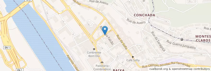 Mapa de ubicacion de Notes Bar & Kitchen en Portugal, Centro, Baixo Mondego, Coimbra, Coimbra, Sé Nova, Santa Cruz, Almedina E São Bartolomeu.
