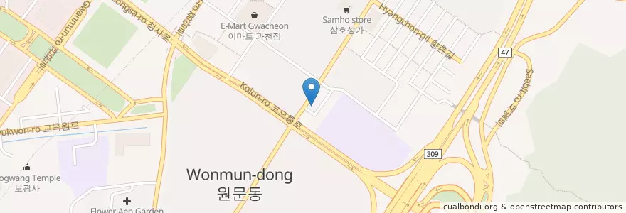 Mapa de ubicacion de 과천경찰서 별양지구대 en South Korea, Gyeonggi-Do, Gwacheon-Si.