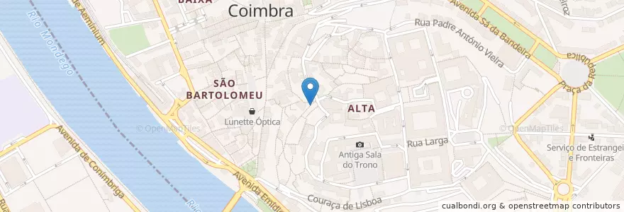 Mapa de ubicacion de Maria Portuguesa en 포르투갈, Centro, Baixo Mondego, Coimbra, Coimbra, Sé Nova, Santa Cruz, Almedina E São Bartolomeu.