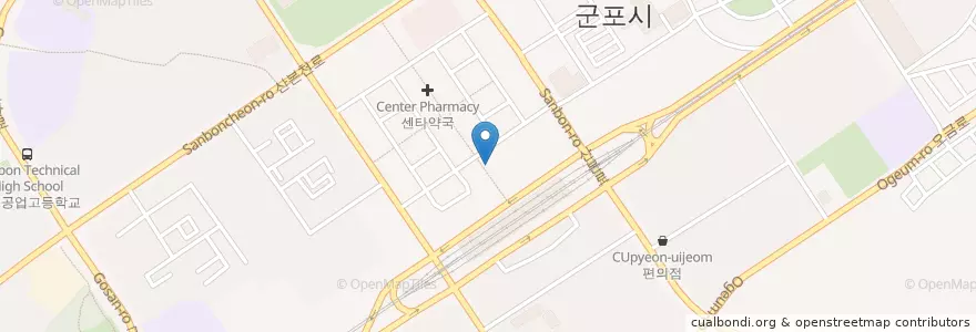 Mapa de ubicacion de 신진약국 en 韩国/南韓, 京畿道, 軍浦市.