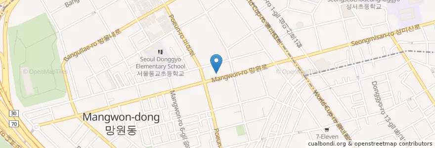 Mapa de ubicacion de 카페홈즈 en کره جنوبی, سئول, 마포구, 망원1동, 망원2동.