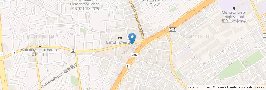 Mapa de ubicacion de 楽釜製麺所 en Japón, Tokio, Setagaya.