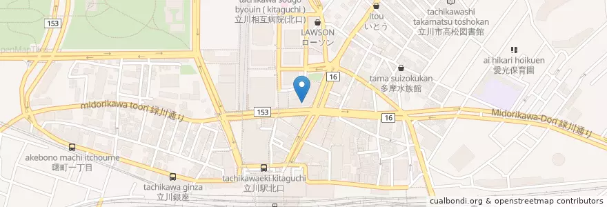 Mapa de ubicacion de 群馬銀行 立川支店 en 일본, 도쿄도, 立川市.
