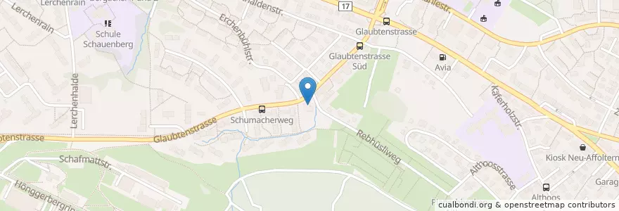 Mapa de ubicacion de OJA Affoltern en Schweiz/Suisse/Svizzera/Svizra, Zürich, Bezirk Zürich, Zürich.