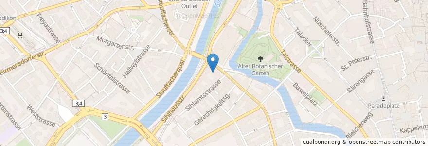 Mapa de ubicacion de Sozialzentrum Selnau en Suisse, Zurich, District De Zurich, Zurich.