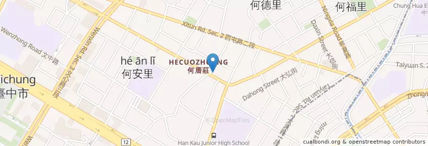 Mapa de ubicacion de 正忠排骨飯 en Taiwan, Taichung, 西屯區.