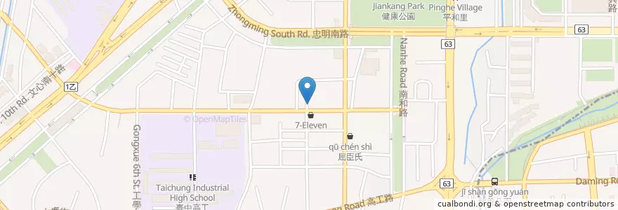 Mapa de ubicacion de 正忠排骨飯 en Tayvan, Taichung, 南區.
