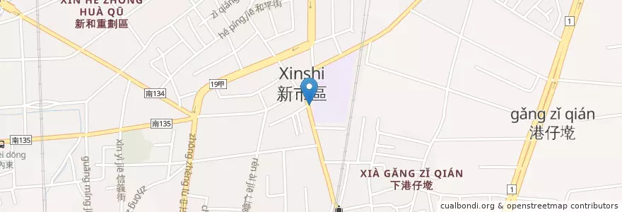 Mapa de ubicacion de 新市國小地下停車場 en تايوان, تاينان, 新市區.