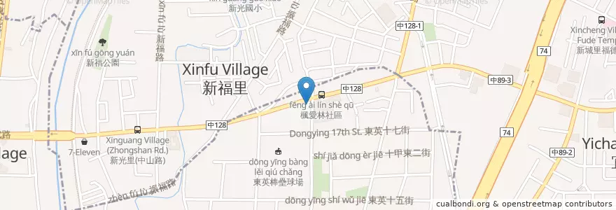 Mapa de ubicacion de 一品香春捲臭豆腐 en 타이완, 타이중 시, 타이핑구, 둥구.