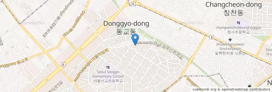 Mapa de ubicacion de Taberna Pakito en Corea Del Sur, Seúl, 마포구, 서교동.