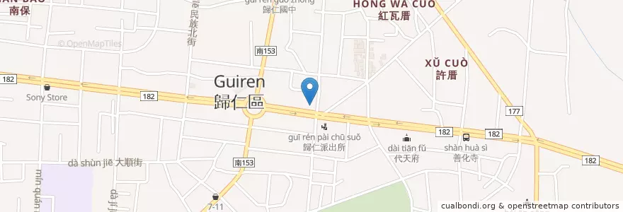 Mapa de ubicacion de 德昌藥局 en Taïwan, Tainan, District De Guiren.