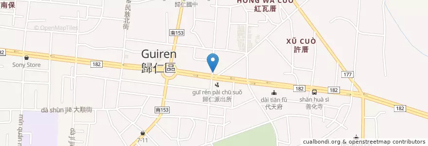 Mapa de ubicacion de 名記排骨 en 臺灣, 臺南市, 歸仁區.