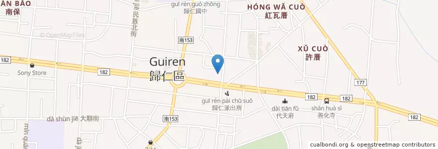 Mapa de ubicacion de 關廟美魯麵 en 臺灣, 臺南市, 歸仁區.