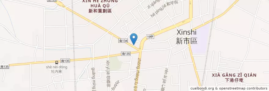 Mapa de ubicacion de 土地公廟 en Taiwan, Tainan, Xinshi.