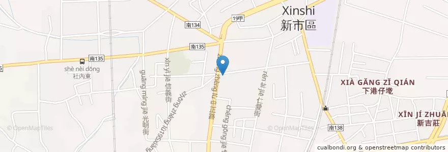 Mapa de ubicacion de 目鏡陳點心攤 en 臺灣, 臺南市, 新市區.