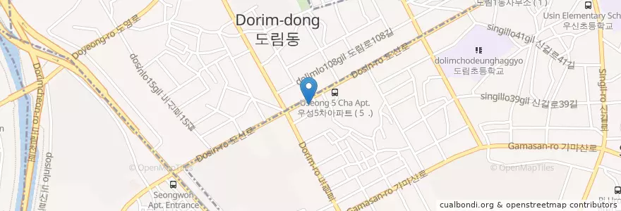 Mapa de ubicacion de 하나로교회 en Korea Selatan, 서울, 영등포구, 도림동, 신길3동.